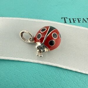 Retired Tiffany & Co. Red Lady Bug Charm Pendant Sterling Silver Enamel